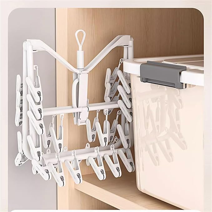 Foldable Clothes Hanger with 20 Clips, Drip Hanger, Windproof Hook, - Image 5