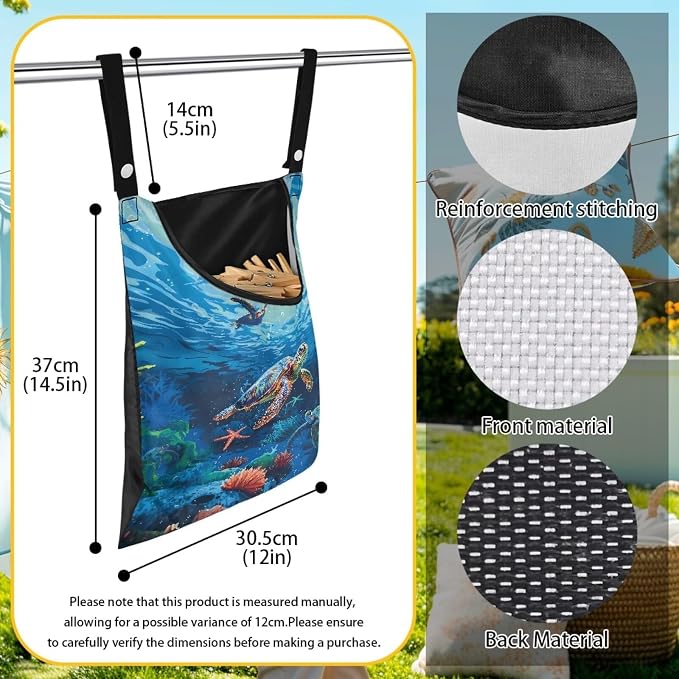 Sea Turtle Clothes Pin Hanging Bag Multi Purpose Clothespin Storage Organizer - Image 6