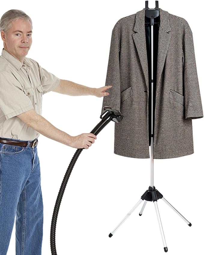Handheld Garment Steamer Rack | Standing Fabric Steamer Coat Hanger, Folding - Image 2