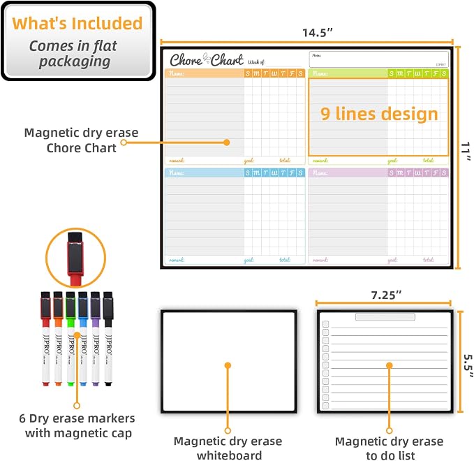 JJPRO Magnetic Dry Erase Chore Chart Set - Image 2