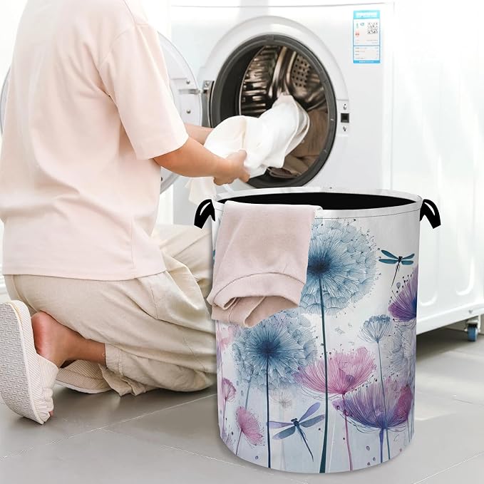 Dandelion Dragonfly Laundry Hamper, Dirty Clothes Laundry Basket - Image 7