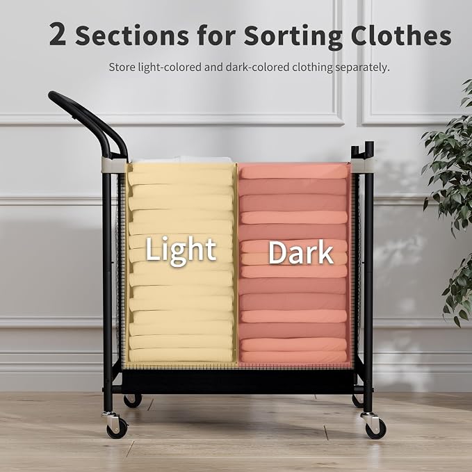 Laundry Hamper with Wheels, Laundry Basket with Removable and Washable Liner Bag - Image 3