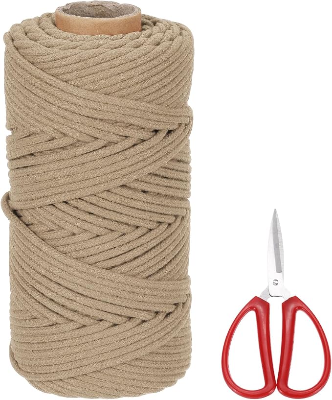 MECCANIXITY Braided Macrame Cord, 4mm x 109 Yards Natural Cotton Rope Macrame by MECCANIXITY