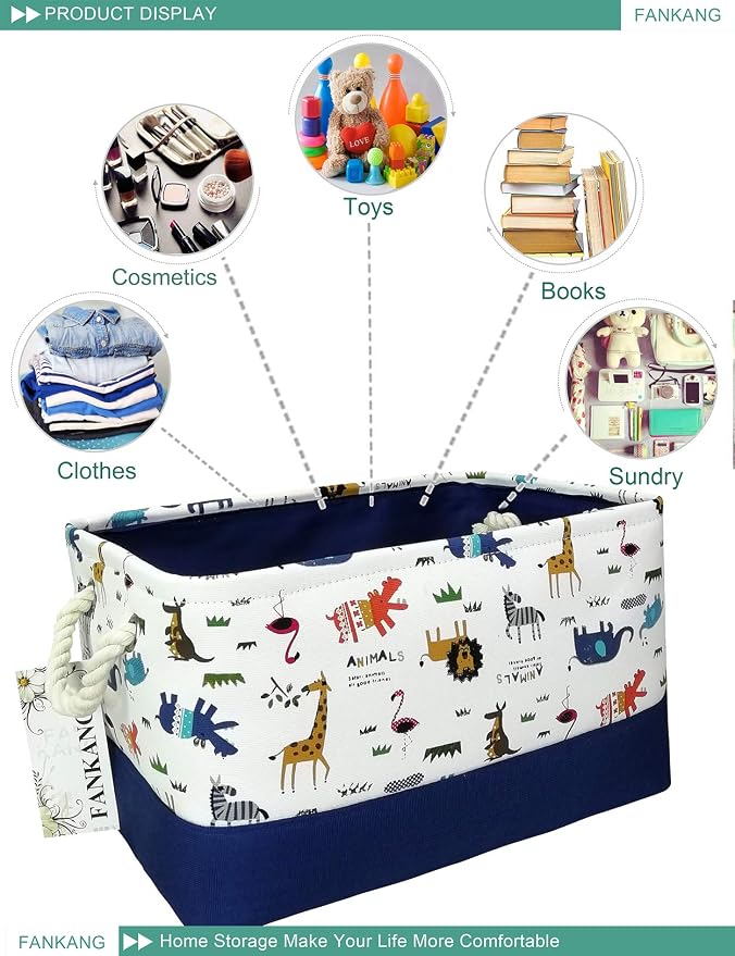 FANKANG Rectangular Laundry Basket Nursery Storage Fabric Storage Bin Storage - Image 7