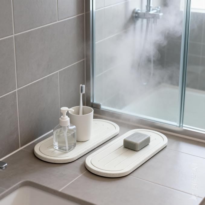 2PCS Water Absorbing Stone Drying Tray Mat - Image 4