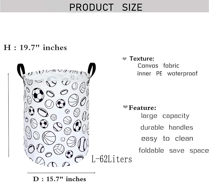 KUNRO Round Laundry Gift Basket Storage Hamper, Clothes Storage Organizer Bins - Image 2