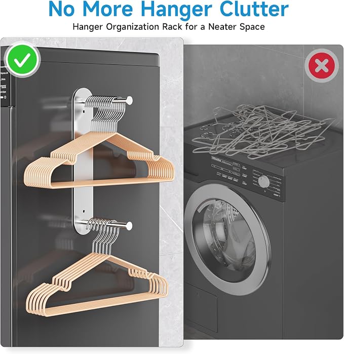 Hanger Holder for Laundry Room, Wall Mounted Clothes Hanger Organizer Stacker - Image 7