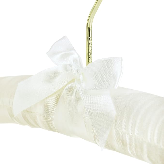 HANGERWORLD Ivory Satin Padded Hangers 17inch - Image 4