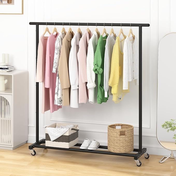 Buzowruil Metal Rolling Clothing Rack Adjustable Freestanding Garment Organizer - Image 5