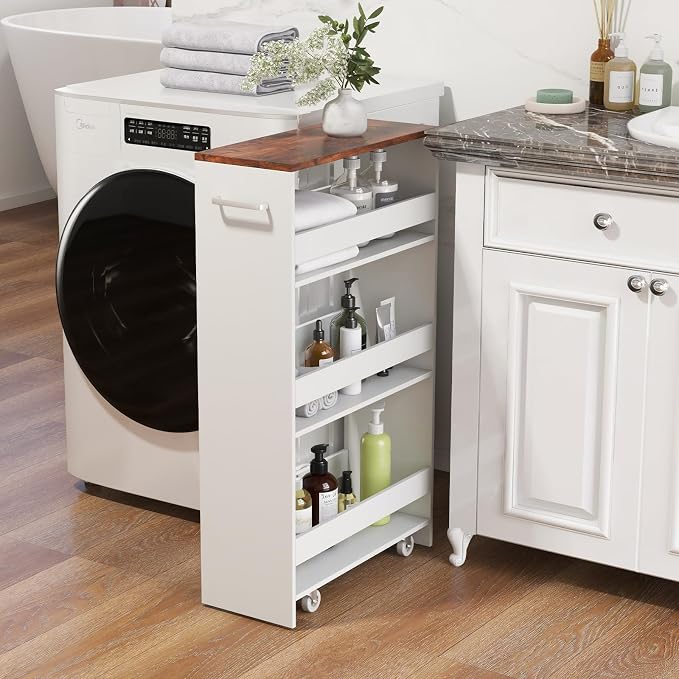 Slim Storage Rolling Cart, 4-Tier Side Out Shelving Unit - Image 3