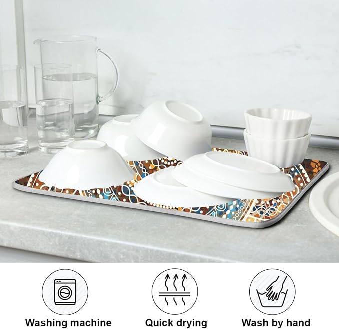 Decorative Mandala Dish Drying Mats 18 x 24 Inch Super Absorbent Microfiber - Image 7