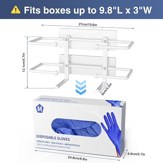 Glove Box Holder, Adhesive Wall-Mounted Metal Dispenser, Tool-Free Organizer - Image 2