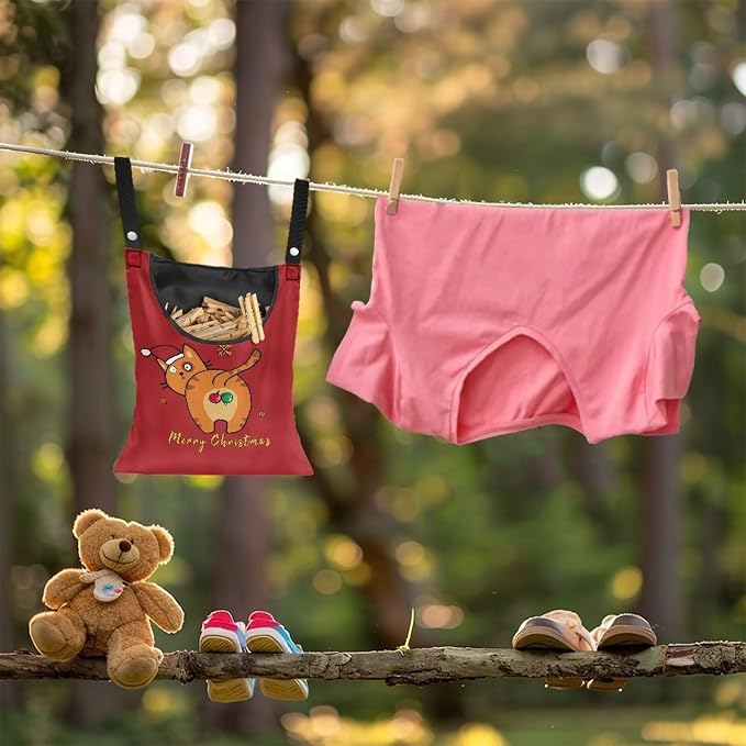 Cute Christmas Cat Hanging Clothes Pin Bag - Image 3