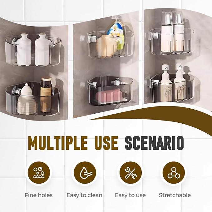 Suction Cup Sink Corner Rack, 2025 Upgrade Plastic Suction Cup Storage Rack - Image 6