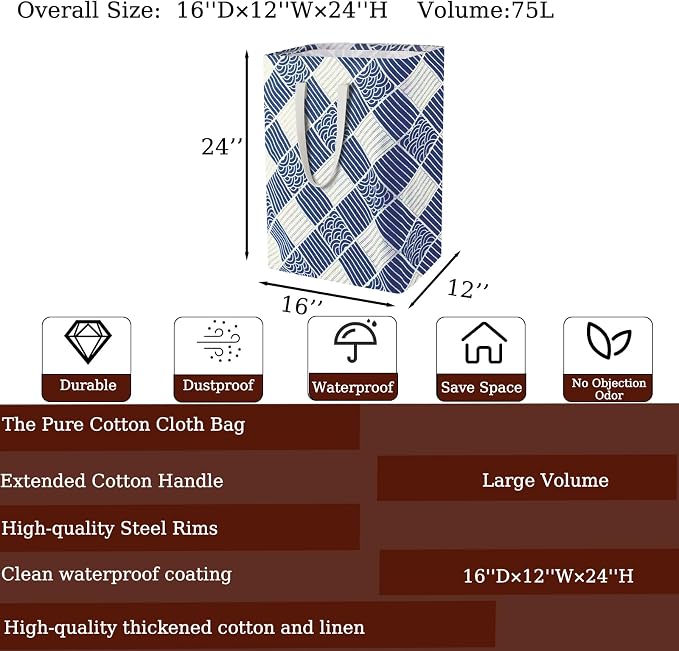 Waterproof Laundry Hamper Collapsible Laundry Basket Leather Handle Laundry Bag - Image 2