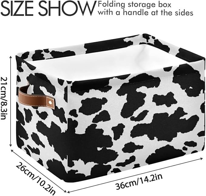 Storage Bins Cow Print Storage Basket Animal Milk Collapsible Storage Box - Image 3