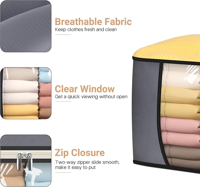 SLEEPING LAMB 65L Clothes Storage Bag, Breathable Blanket Storage Container and - Image 4