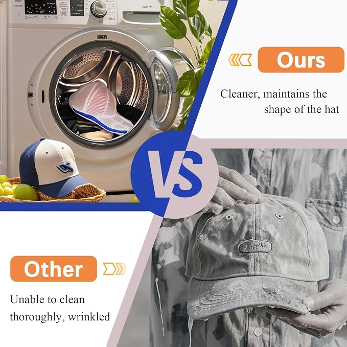 2 Pack Hat Washer Cage for Washing Machine, Baseball Cap Washing Cage, Hat - Image 4