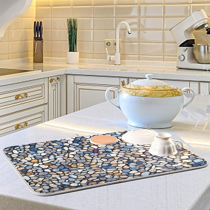 Colorful Stone Texture Dish Drying Mats 18 x 24 Inch Super Absorbent Microfiber - Image 6