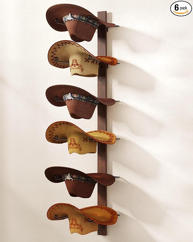 Cowboy Hat Holder, 3-Piece Wall Mount Cowboy Hat Rack by TIPSYTREE