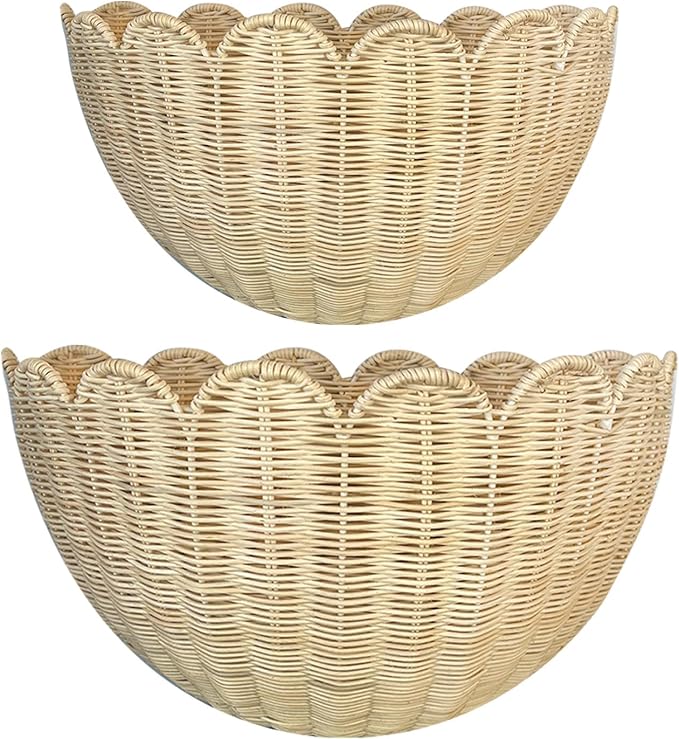 Scalloped Wall Basket, Scalloped Rattan Wall Storage & Decor by JubilantJive
