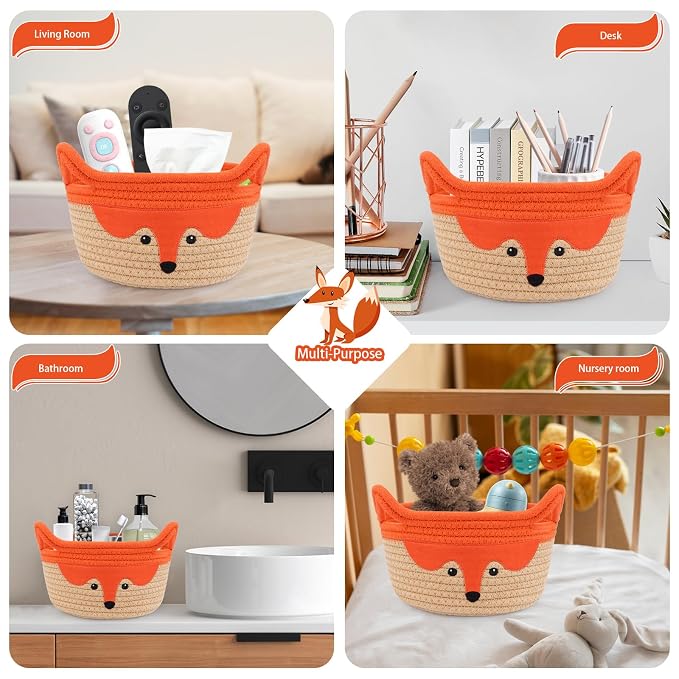 Small Storage Basket, Cute Fox Animal Gift Basket - Image 4