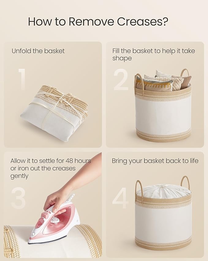 SONGMICS Laundry Hamper, Cotton Rope Laundry Basket - Image 6