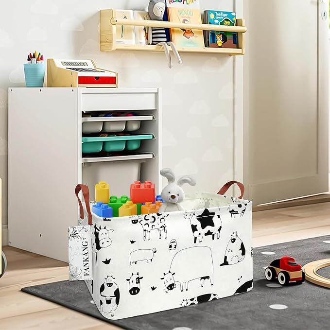 FANKANG Storage Basket, Nursery Hamper Canvas Laundry Basket Foldable - Image 3