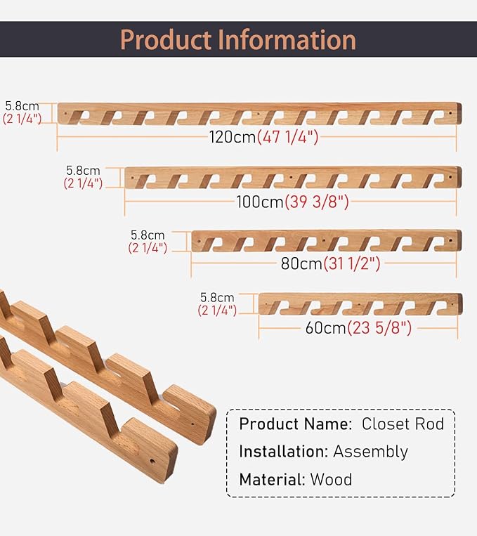 Heavy-Duty Closet Rod & Holder - 120cm Clothes Hanging Bar - Image 7