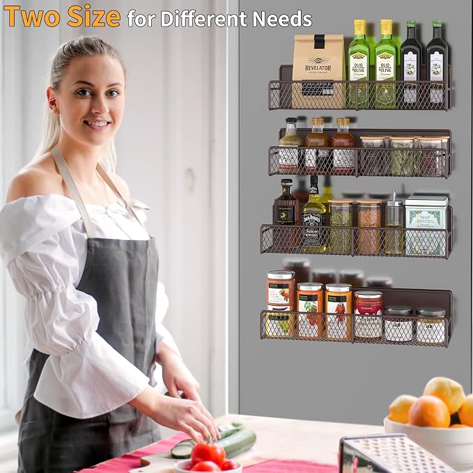 Magnetic Spice Rack for Refrigerator, 4 Pack 100% Metal Strong Magnet Fridge - Image 5