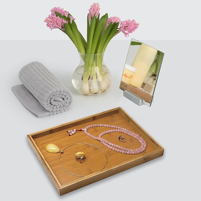 Bam & Boo Natural Bamboo Serving Tray Modern Rectangular - Image 3
