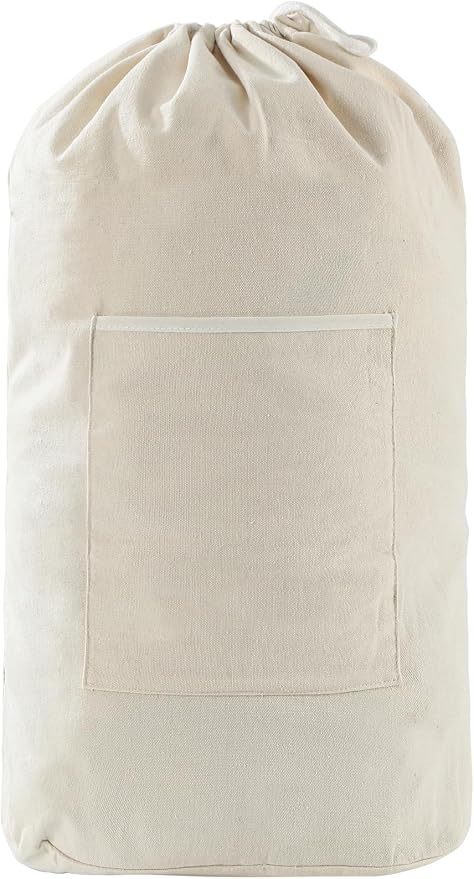 Canvas Laundry bag, Washable Laundry backpack, Adjustable Straps, Large Front - Image 4