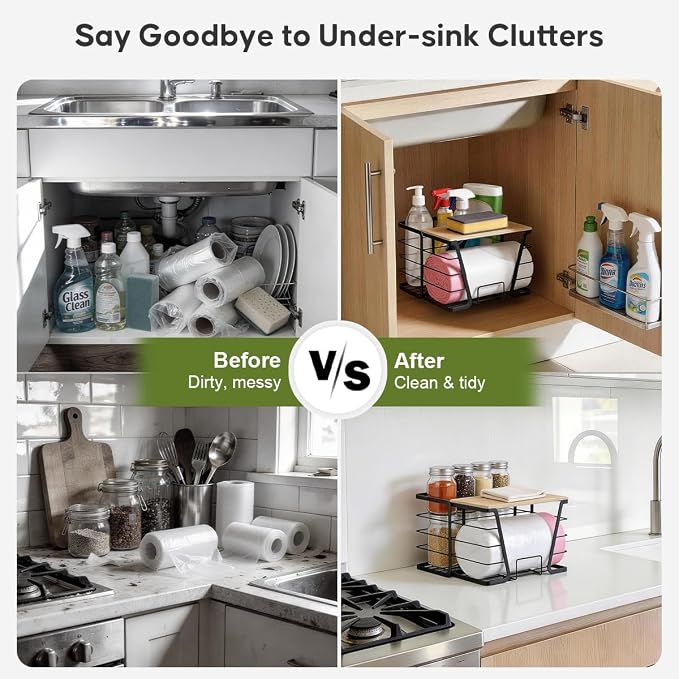 2 in 1 Trash Bag Dispenser Under Sink, Large Garbage Bag Roll Holder - Image 4