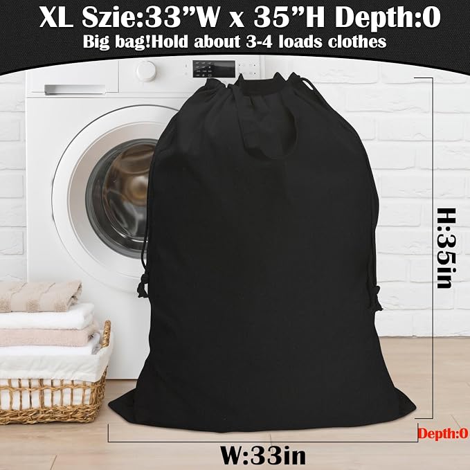 Canvas Laundry Bag 33"Wx 35"H, Thick Canvas Laundry Bag - Image 2