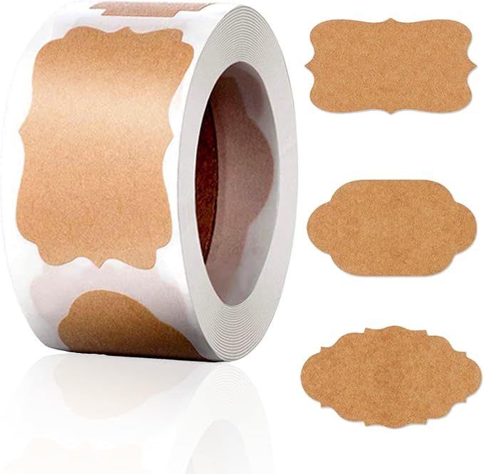 300Pcs 2" x 1.2" Gift Tags Name Label Stickers, Blank Kraft Stickers by book