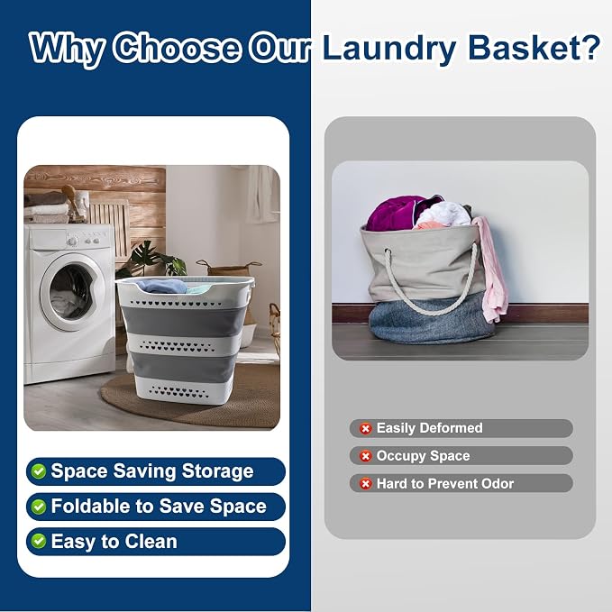 Collapsible Laundry Baskets Foldable Pop Up Laundry Hamper Plastic - Image 5