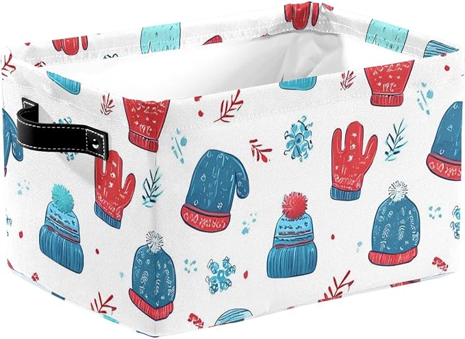 Winter Gloves Hat Storage Basket Snowflake Large Collapsible Storage Cube Box by Unknown