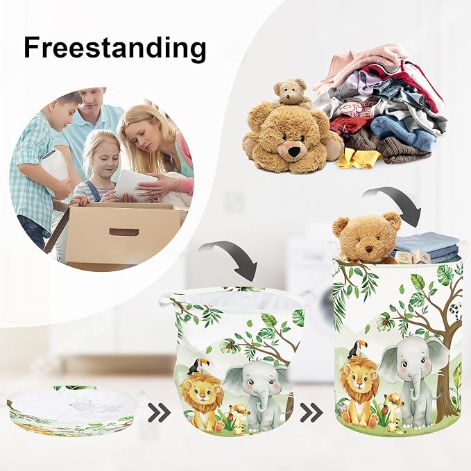 Forest Animals Laundry Hamper Woodland Tree Large Storage Basket Parents - Image 3
