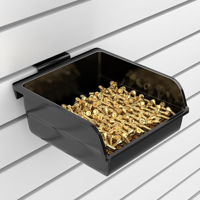 6 Pack Slatwall Bins with Hooks Plastic Slatwall Organizer Slatwall Containers - Image 3