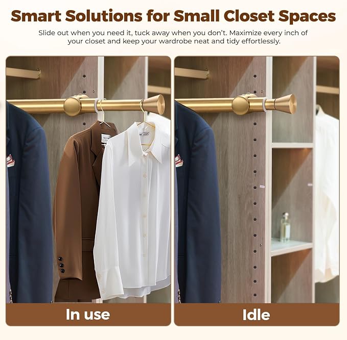12" Pull-Out Valet Rod for Closet Organization, Add Extra Hanging Space 304 - Image 6