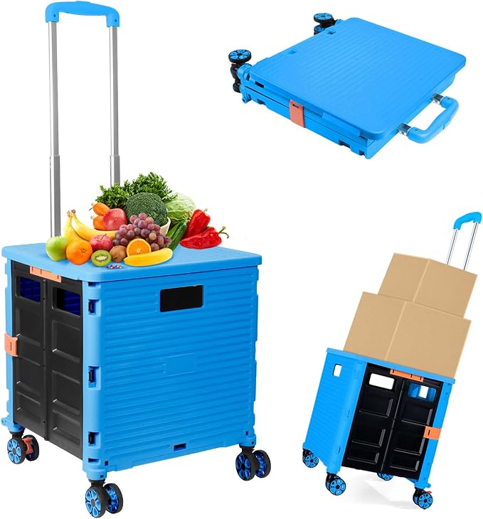 Foldable Utility Cart Folding Portable Rolling Crate Handcart Shopping Trolley by ZIYOULANG