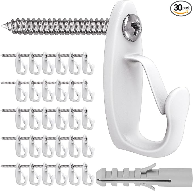 SELEWARE 30PCS Screw in Hooks for Hanging Outdoor String Lights, Windproof by SELEWARE