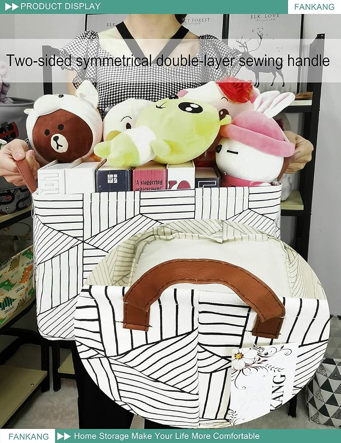 FANKANG Storage Basket, Nursery Hamper Canvas Laundry Basket Foldable - Image 5