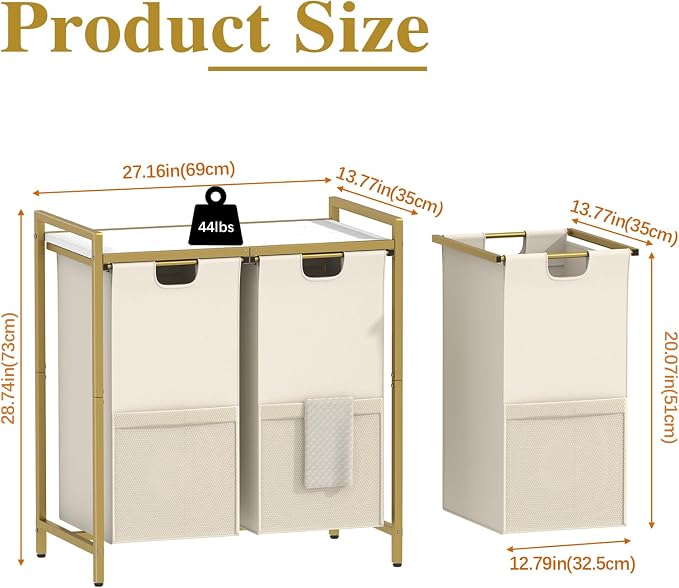 Laundry Hamper, double Laundry Basket, Laundry Sorter - Image 2