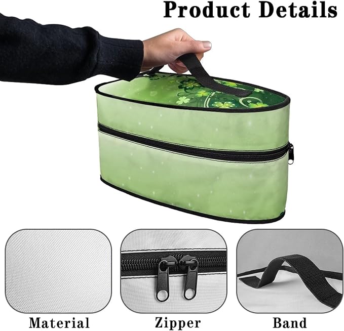 Green Lucky Leaves Design Iron Storage Case Protective Carrying Bag - Image 5