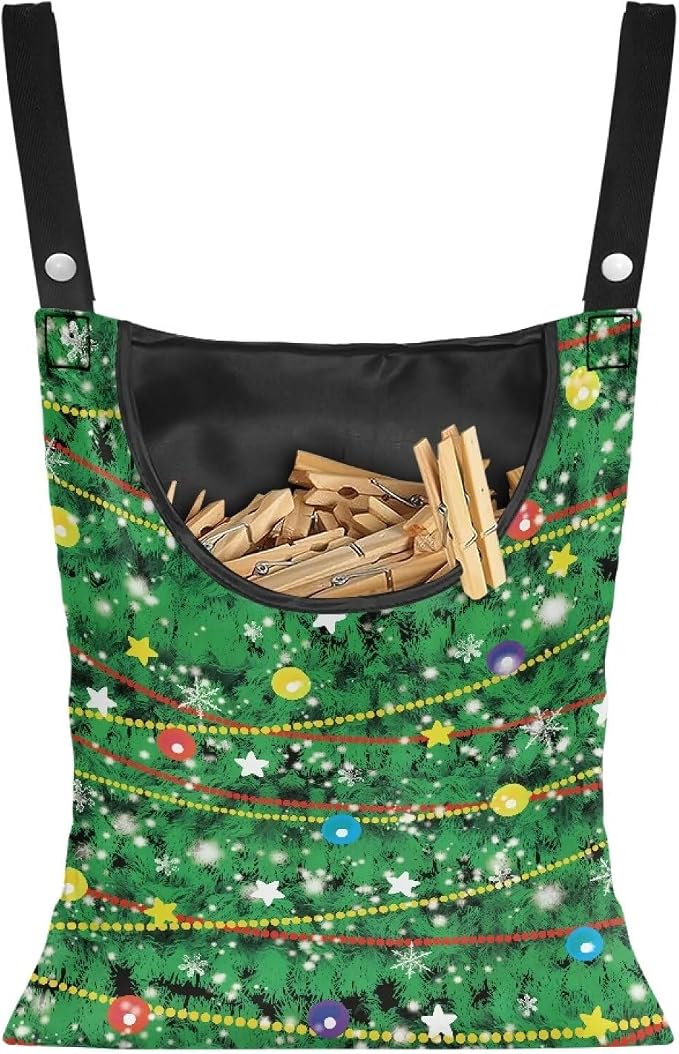 Christmas Tree Lights Clothes Pin Hanging Bag Clothespin Storage Bag Portable by Psesaysky