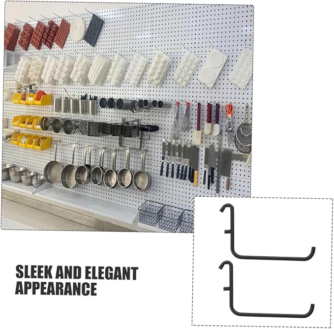 4pcs Black Metal Pegboard Hooks - Image 9