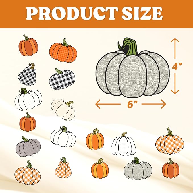 Pumpkin Gingham Plaid Fall Stickers Vinyl Autumn Themed Sticker Pack 16Pcs - Image 2