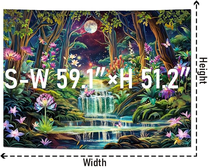 Leofanger Blacklight Fantasy Forest Tapestry Aesthetic Moon Tapestry UV - Image 7