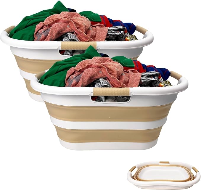 SAMMART 40L Set of 2 Plastic Foldable Laundry Basket - Image 5